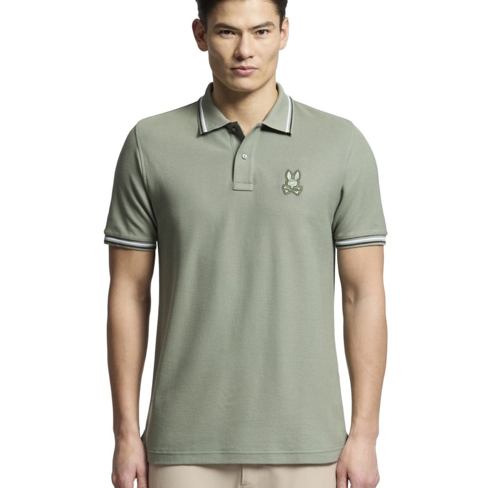 PSYCHO BUNNY
Mens Sea Spray Baxter Pique Polo Shirt Size 5 (Medium)
